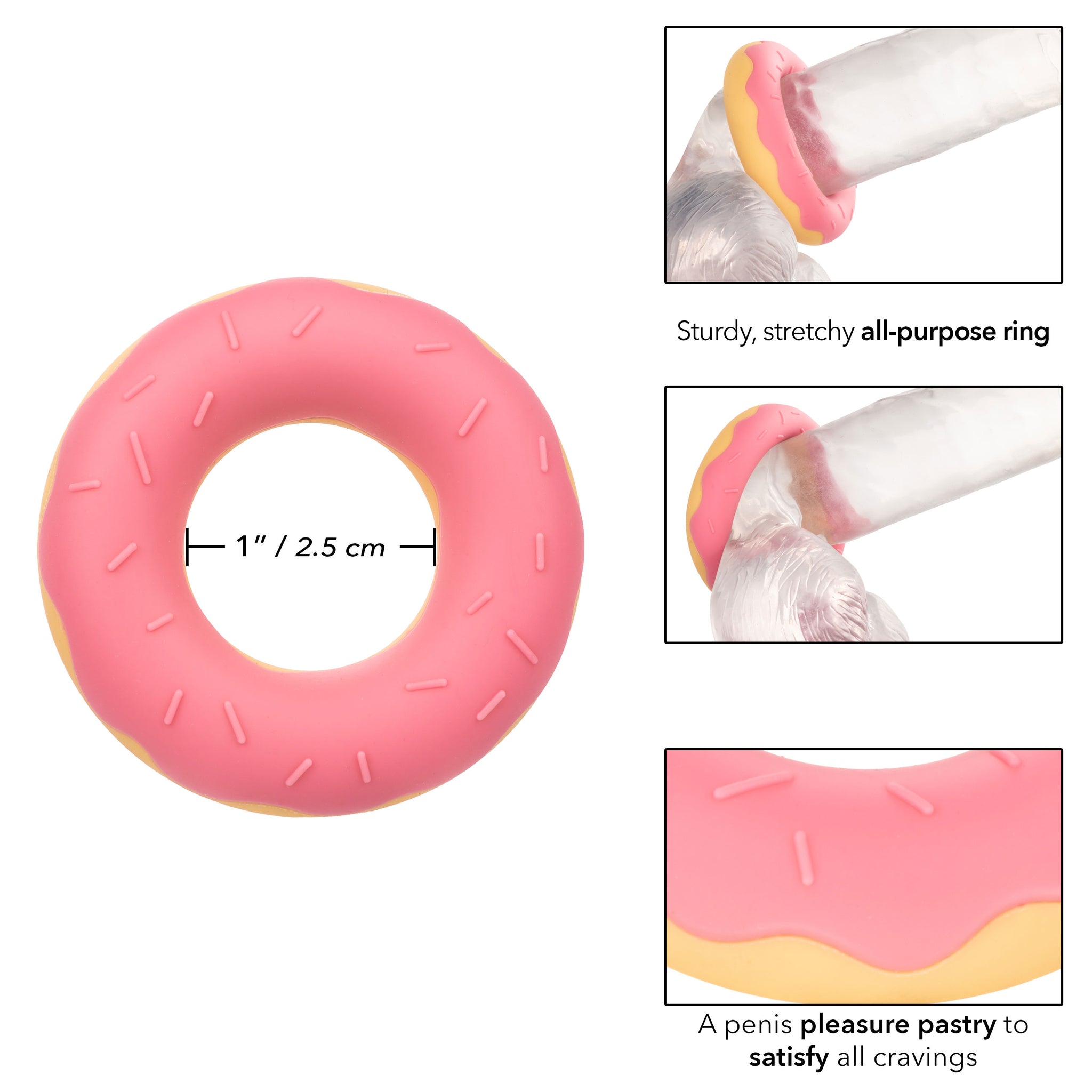 Naughty Bits Dickin Donuts Silicone Donut Cock  Ring - Pink