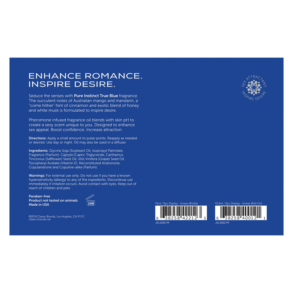 Pure Instinct Pheromone Fragrance Oil True Blue 12 Pc Display 15 ml