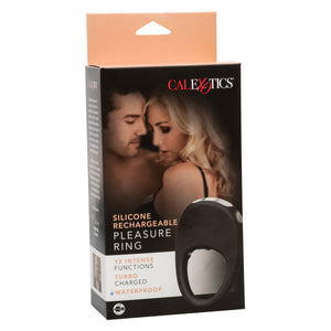 Silicone Rechargeable Pleasure Ring - Black - Black