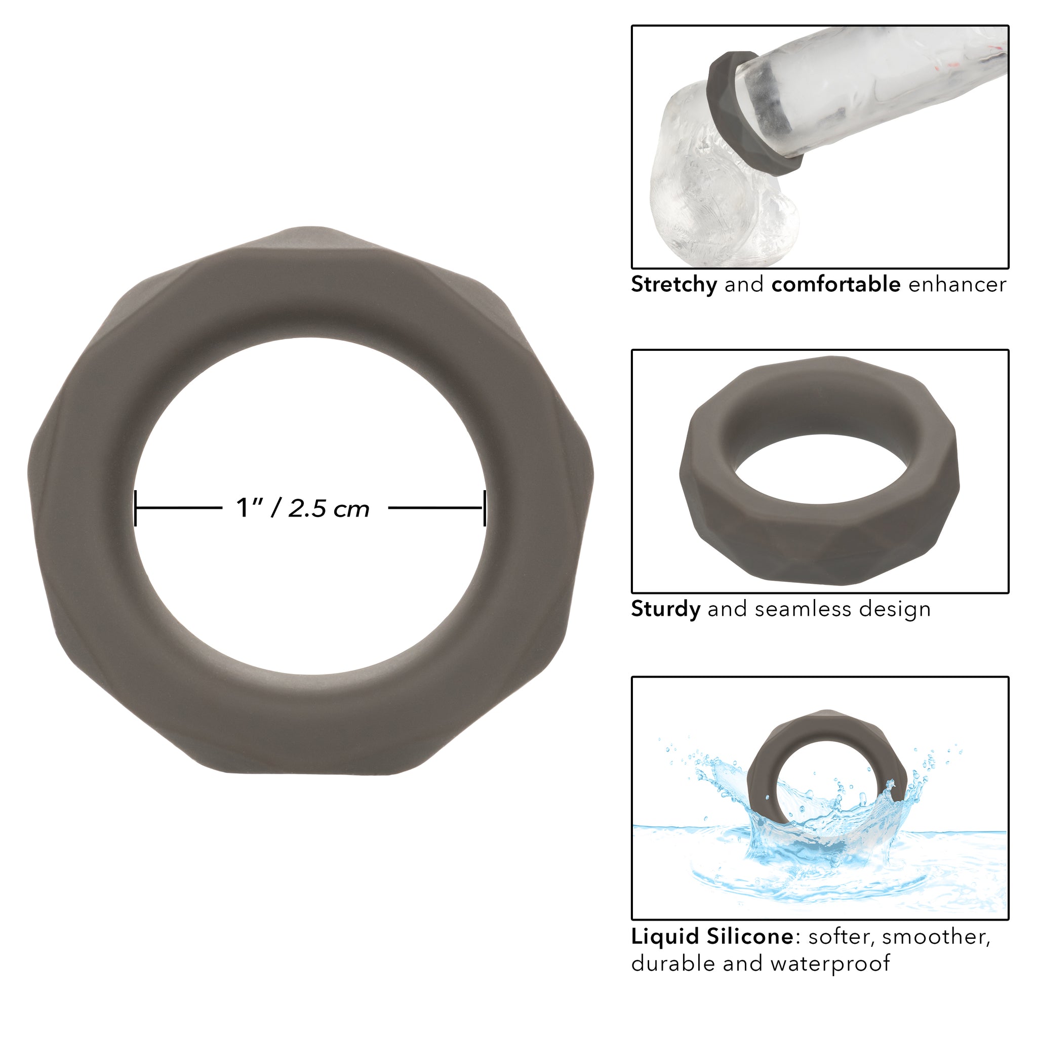 Alpha Liquid Silicone Prolong Prismatic Ring -  Gray